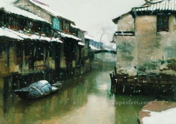 Water Towns Snowing Days Chinese Chen Yifei Oil Paintings